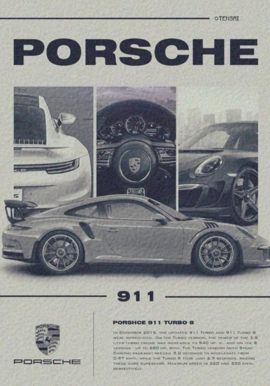 Vintage Porsche 911 Poster